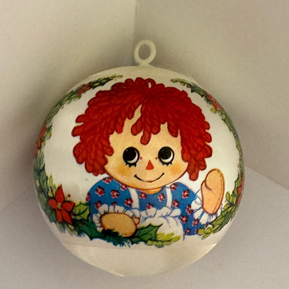 Vintage 1975 Bobbs-Merrill Co. Raggedy Ann Christmas Ornament Spun Cotton/Satin